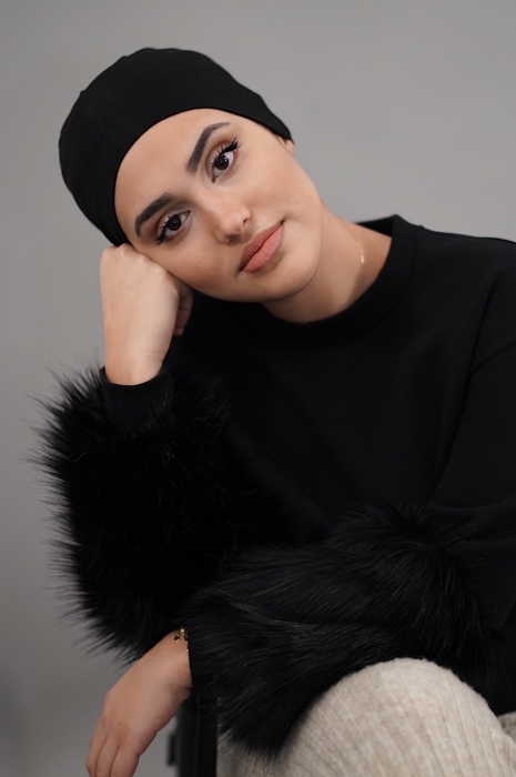 Tie back hijab cap black